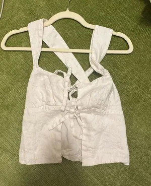 Reformation White linen tie top thumbnail 1