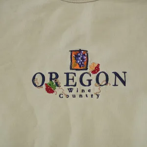 Vintage Medium Oversized Tan Oregon Wine Country Embroidered Crewneck Sweatshirt thumbnail 2