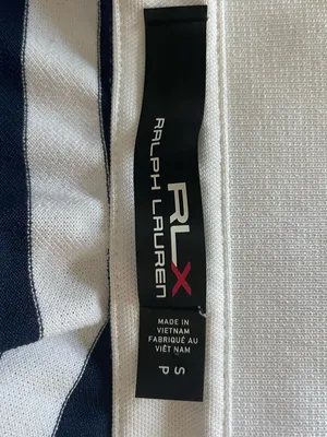 Ralph Lauren Navy & White Striped Polo-Style Shirt with Pink Trim thumbnail 4