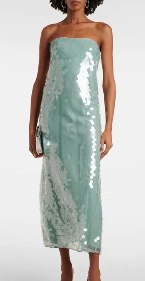 STAUD Casey sequined strapless maxi dress thumbnail 1