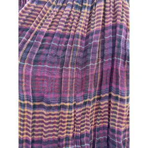 Free People Come On Over Tunic XS Purple Orange Plaid Raw Hem Gauze Boho‎ Top thumbnail 11