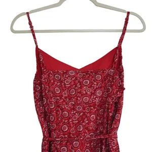 Loft Red‎ Bandana Floral Paisley Midi Dress Adjustable Straps Tie Waist Sleeveless thumbnail 7