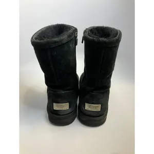 UGG Australia Mid Calf Boots Womens 10 Black Good Suede Shearling Zip 1889 thumbnail 4