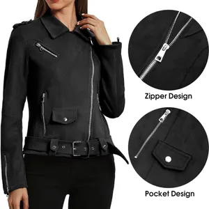NWT Black Suede Moto Jacket Size M thumbnail 8