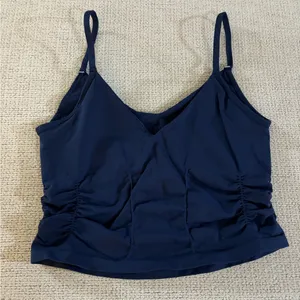 Free People Good Karma Ruched Crop Tank in Midnight Navy M/L thumbnail 5