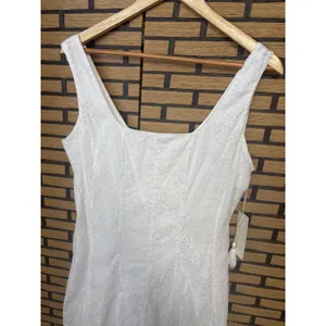 Calypso White Eyelet Tank Dress‎ Size 6 thumbnail 3