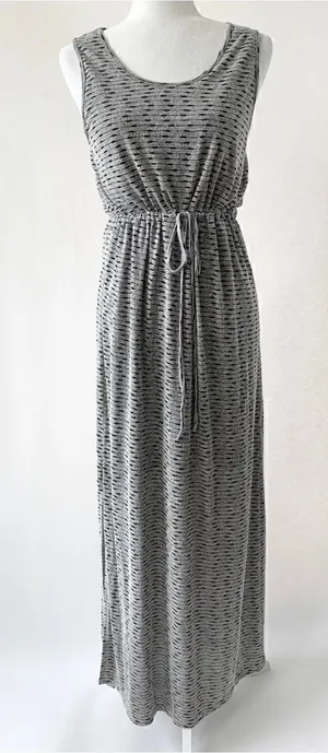 She & Sky Grey and Black Maxi Sun Dress Size Med thumbnail 1