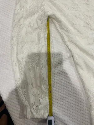 Women's White Lace Long Sleeve Wrap Dress thumbnail 8