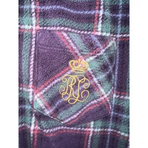 Lauren Ralph Lauren XS Plaid Fleece Sleep Shirt Pajama Top LRL‎ Purple thumbnail 3