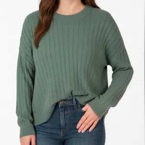 Aerie Ribbed Knit Crewneck Sweater Women’s XS Green Pullover Long Sleeve Cozy‎ thumbnail 1