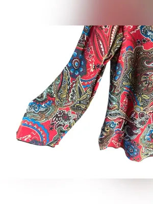 Vtg Y2K Chico’s Paisley Beaded Embellished Silk Blouse V-Neck Long Sleeve Red 1 thumbnail 5