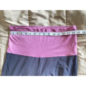 Y2K VS PINK M Foldover Black Flare Leggings Pink Silver Logo Low Rise Vtg thumbnail 11