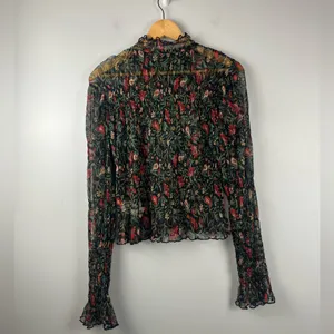 Free people Hello There Smocked Crop Top floral mesh size large thumbnail 4