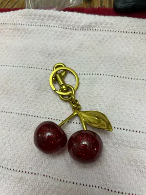 Cherry gold tone keychain Red thumbnail 2