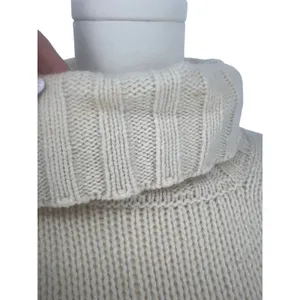 Incentive Cashmere Ivory Chunky Knit Turtleneck Sweater Made Italy Size S thumbnail 5