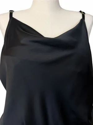 Ava and Viv Midi Dress 1X Satin Cowl Neck Adjustable Strap Black Cocktail Party thumbnail 11