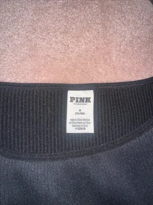 VS PINK Black Ribbed Long Sleeve One Piece Thong Bodysuit Stretchy Slimming thumbnail 3