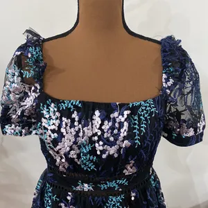 Lulus Radiant Love Black Multi Embroidered Short Sleeve Skater Floral Dress sz S thumbnail 6