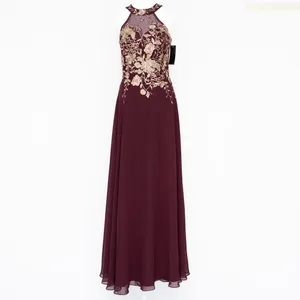 Betsy & Adam‎ - "Celeste" Long Embroidered Chiffon Gown. thumbnail 2