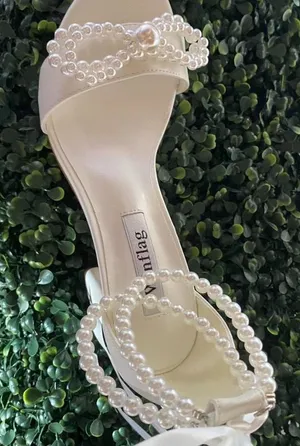 White Pearl Heels Shein thumbnail 1