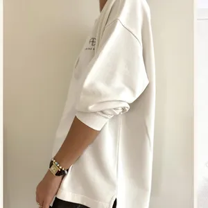 ANINE BING TATUM POLO SWEATSHIRT IN IVORY REVOLVE $200 casual logo winter thumbnail 3