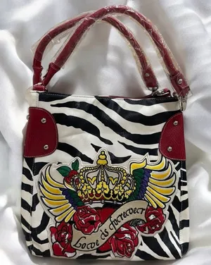NEW Unbranded Faux Leather Zebra Print and Red‎ Big Patch Medium Hand Bag thumbnail 1