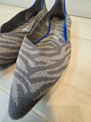{9.5} Rothy's Gray Zebra Pointed Slip On Ballet Shoe thumbnail 4