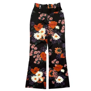 STAUD Austin Pants Size 4 Satin Floral‎ Bloom Flares Black Daisy Retro Festival thumbnail 6