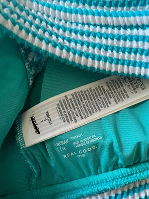 {American Eagle Aerie} Brand New Crinkle Stripe Longline Plunge Bikini Top thumbnail 11