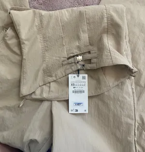 ZARA Tan Strapless Jumpsuit thumbnail 3