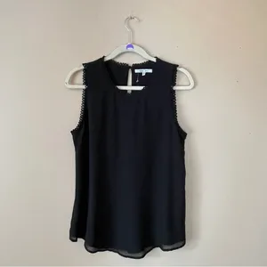 NAKED ZEBRA | Black Sleeveless Chiffon Blouse Sz M thumbnail 3