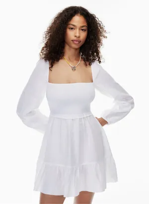 Aritzia Wilfred Tempest White Organic Linen Mini Dress Sz S thumbnail 1