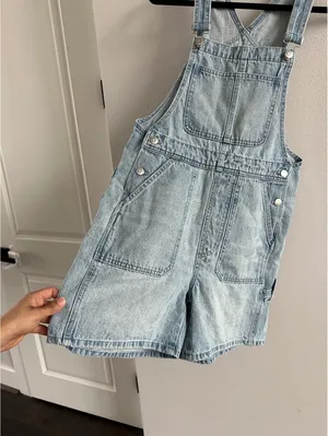 Madewell Oversize Denim Carpenter Shortalls Size Small NEW thumbnail 2