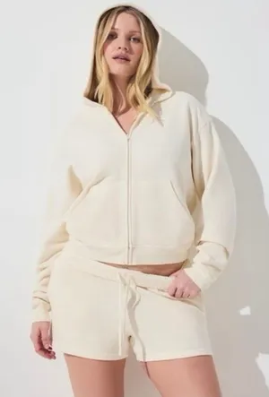 Skims French terry zip up hoodie Color ecru thumbnail 1