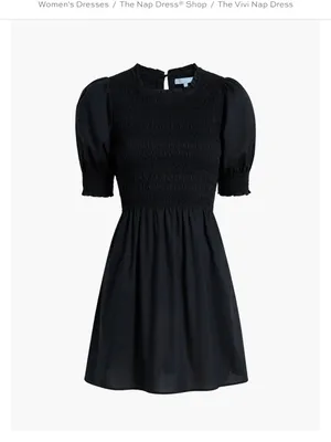 Hill House The Vivi Nap Dress Black Puff-Sleeve Smocked Waist Dress thumbnail 4