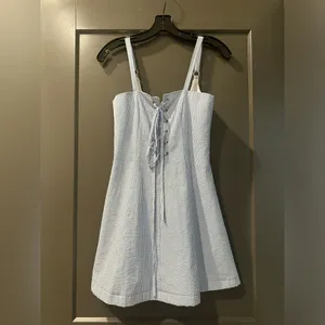 STAUD x Solid and Striped Seersucker Blue Mini Dress thumbnail 2