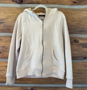 Trendy Queen Cream Zip Up Hooded Sweatshirt thumbnail 1