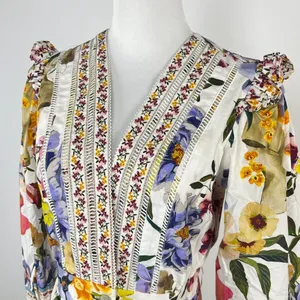 NWOT Farm Rio Greek Garden Long Sleeve Plunge Neck Cotton Romper Size XS thumbnail 13