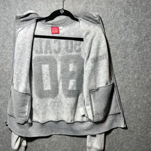 USC Her Style‎ Trojans Rhinestone Zip Up Hoodie Gray So Cal 80 Medium thumbnail 7