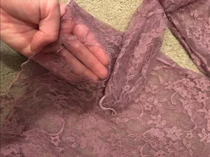 Mauve Lace Long-Sleeve Sheer Top thumbnail 2
