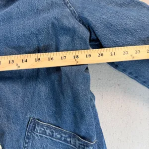 J.Crew Jeans Denim Sherpa Lined Jacket Blue Medium Wash Snap Front Womens Large thumbnail 3