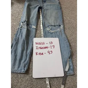 American Eagle Stovepipe Distressed Straight Leg Jeans Light Wash Blue 00 Short thumbnail 8