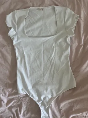 Free People White Square-Neck Short Sleeve Bodysuit thumbnail 2