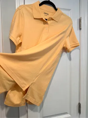 NWOT Lands End Size L Pale Yellow Short Sleeve Cotton Collared Polo Shirt thumbnail 7