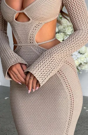 Nadine Maxi Dress - Beige Size Small thumbnail 3