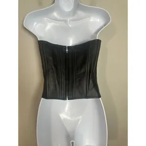 Miaou Leia Black Vegan Faux Leather Cropped Strapless Corset Top Size M thumbnail 4
