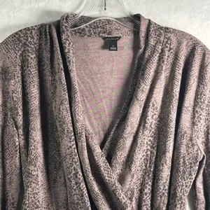 Ann Taylor‎ Womens Long Sleeve Wrap Snake Print Shirt Top Size Medium thumbnail 3