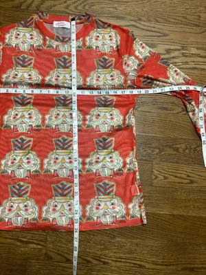 Bohemian Cowgirl Orange Nutcracker print mesh top size XL thumbnail 5