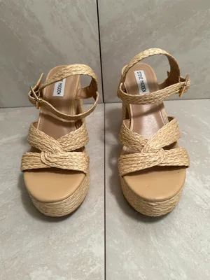 Steve Madden 'Carisma' raffia platform open toe block heel sandals Size 9.5 thumbnail 2