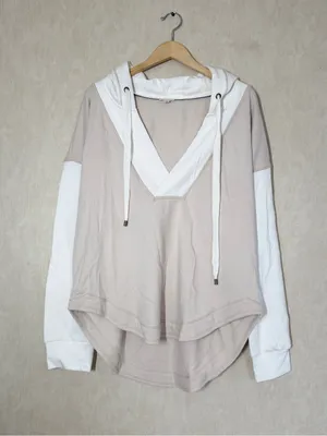 Pilcro Women’s Wharfside Hooded Sweatshirt V-Neck Pulloveriin Colorblock XL thumbnail 5
